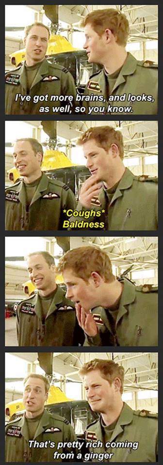 Prince William - I got more brains, and looks, as well, so you know.