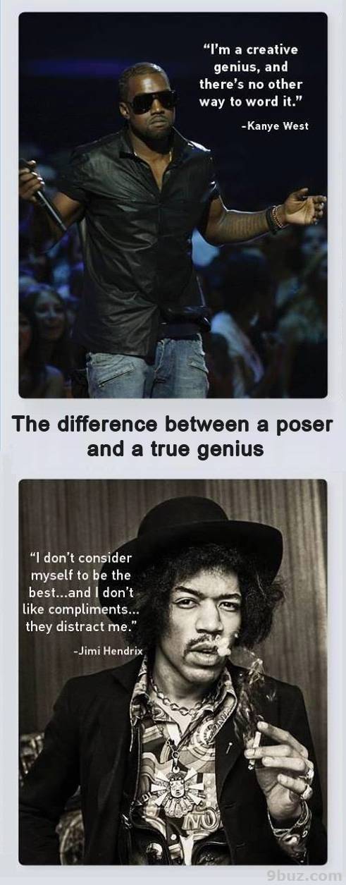 The difference between a poser and a true genius. Kanye West vs Jimi Hendrix